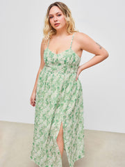 Sweetheart Floral Split Ruffle Maxi Dress Curve & Plus
