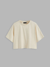 Cotton-blend Round Neckline Oversized Crop Top