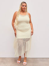 Lace Floral Asymmetrical Ruffle Maxi Dress & Solid Cami Mini Dress Curve & Plus