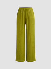 Mid Rise Solid Texture Straight Leg Trousers