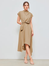 Woven High Neck Solid Twist Maxi Dress