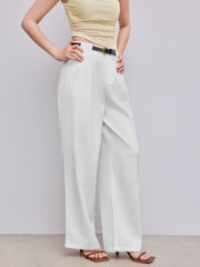 Belted Mid Rise Straight Leg Trouser