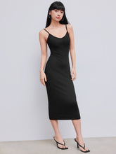 Solid V-neck Cami Midi Dress