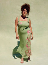 Mesh Square Neck Floral Midi Dress Curve & Plus