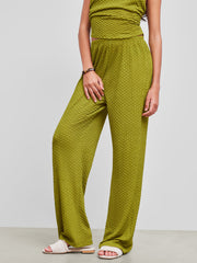 Mid Rise Solid Texture Straight Leg Trousers