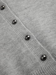 Knit Round Neckline Solid Button Cardigan