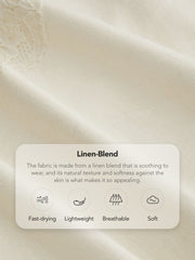 Linen-blend V-neck Lace Knotted Top Curve & Plus