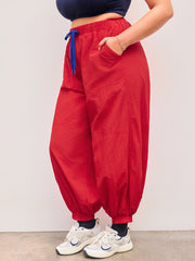 SOLID DRAWSTRING MID WAIST JOGGERS CURVE & PLUS