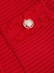 Knit V-neck Solid Raw Hem Texture Crop Vest