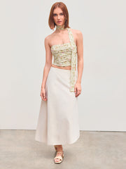 Mesh Floral Crop Tube Top With Floral Scarf