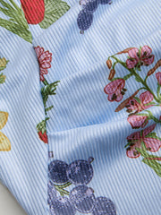 Square Neck Floral & Fruit Graphic Mini Dress