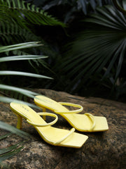 Faux Leather Double Strap Stiletto Heeled Sandals