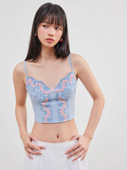 Lace Floral Embroidered Crop Cami Top