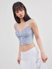 Lace Floral Embroidered Crop Cami Top