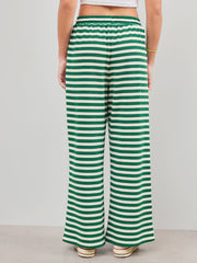 Mid Rise Striped Knotted Wide Leg Trousers