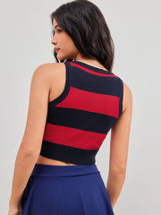 Knit Scoop Neckline Striped Crop Tank Top