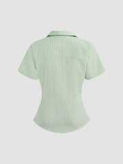 Cotton-blend Polo Striped Short Sleeve Shirt