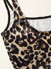U-neckline Leopard Ruffle Mini Dress
