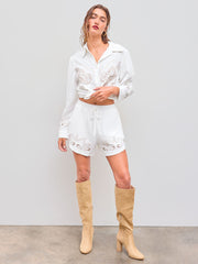 Collar Paisley Embroidery Long Sleeve Shirt