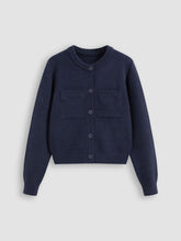 Round Neckline Solid Button Cardigan