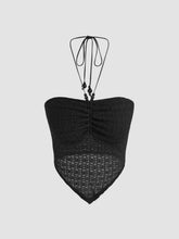 Halter Ruched Knotted Tank Crop Top