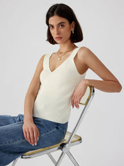 V-neck Solid Knitted Tank Top