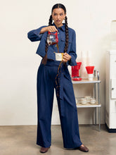 Denim Collar Solid Button Pocket Oversized Jacket