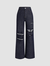 Petite High Waist Ripped Straight Leg Jeans