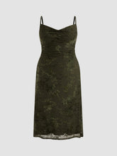 Mesh Cowl Neck Floral Ruched Maxi Dress Curve & Plus