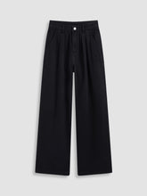 Denim Mid Rise Pleated Wide Leg Jeans