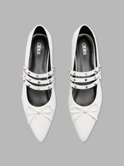 BOWKNOT & STUDDED STRAPPY FLATS