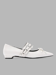 BOWKNOT & STUDDED STRAPPY FLATS