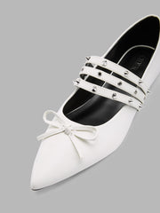 BOWKNOT & STUDDED STRAPPY FLATS