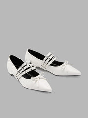 BOWKNOT & STUDDED STRAPPY FLATS