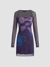 Mesh Tie Dye Bowknot Tube Mini Dress & Mesh Solid Shrug