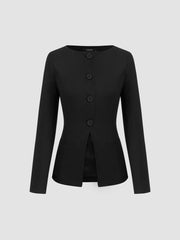 Boat Neck Split Blazer