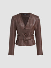 Faux Leather Jacket With Belt
