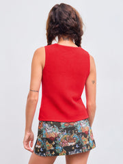 Knitted V-neck Solid Tie Front Knotted Vest