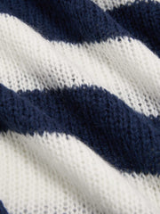 Knit Boat Neck Striped Long Sleeve Sweater