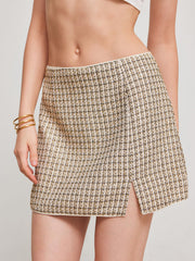 Tweed Low Rise Split Mini Skirt