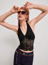 Lace Halter Neckline Bowknot Tank Top