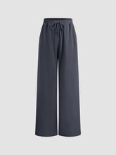 Petite Mid Rise Solid Drawstring Pocket Wide Leg Trousers