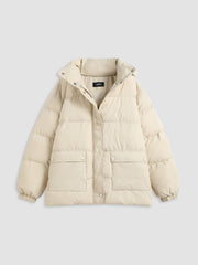 Hooded Solid Pocket Oversized Puffer