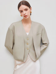 V-Neck Layered Blazer