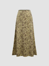 Velvet Mid Rise Floral Maxi Skirt