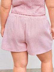Mid Rise Solid Pocket Shorts Curve & Plus
