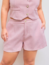 Mid Rise Solid Pocket Shorts Curve & Plus