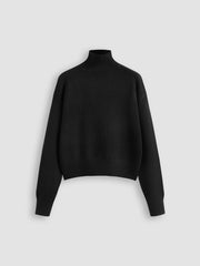 Knit High Neck Solid Long Sleeve Top