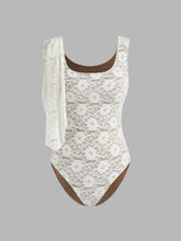 Lace Square Neck Knotted Bodysuit