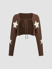 Tie Front Star Pattern Shrug